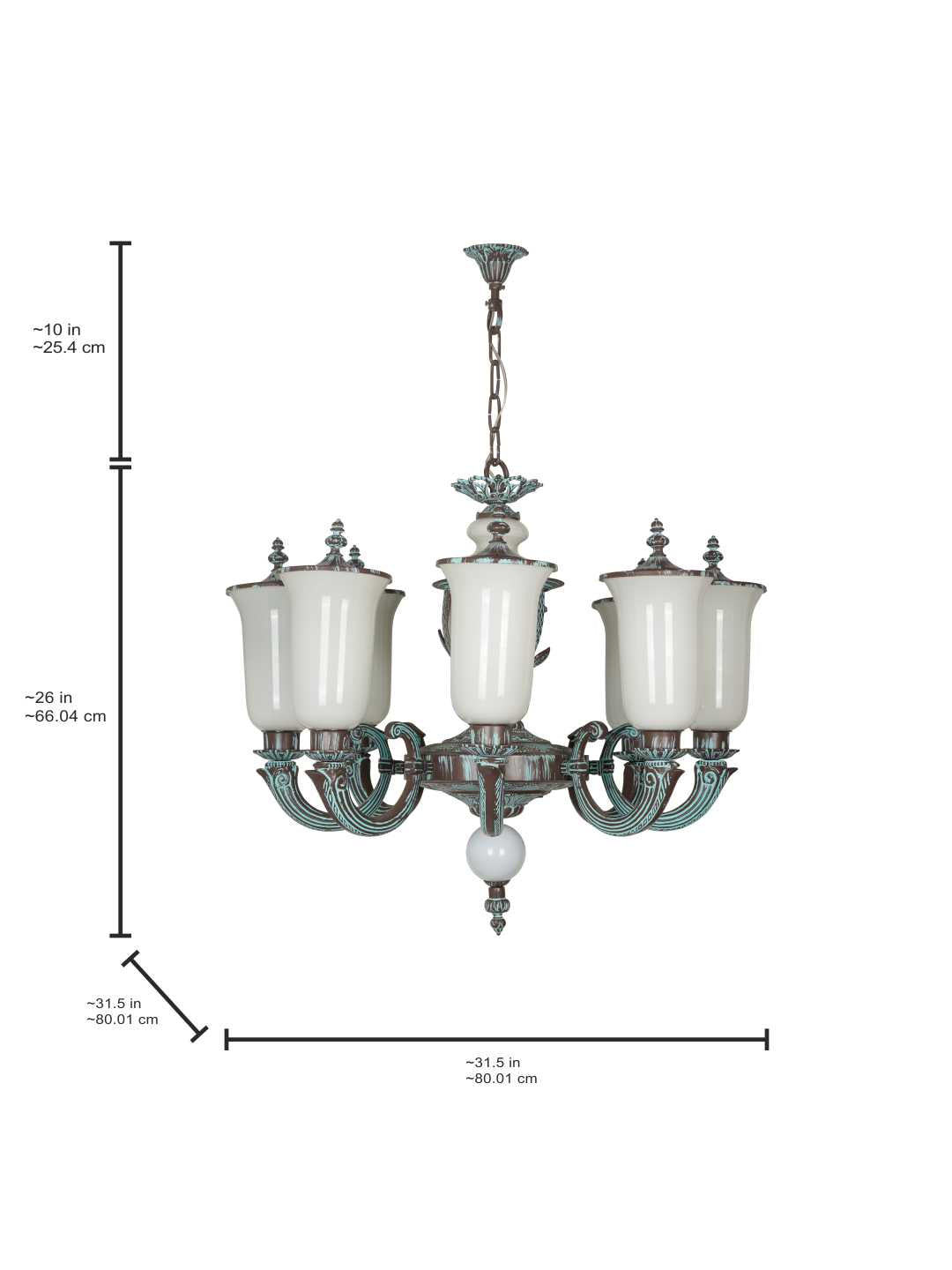 Bronze Patina Aluminium 8-Light Chandelier – 80 cm