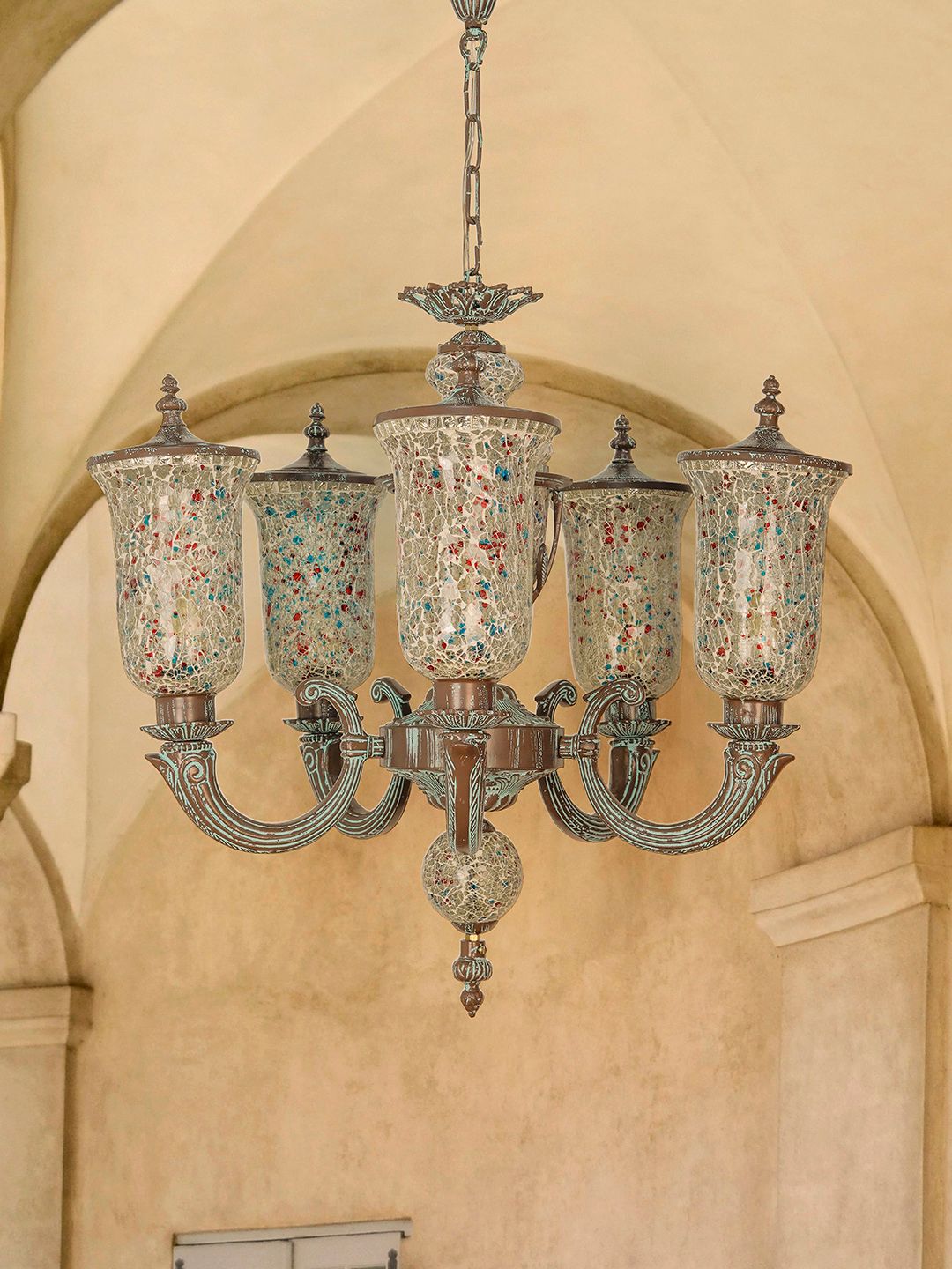 Bronze Patina Cast Aluminium 5-Light Chandelier – 71.1 cm