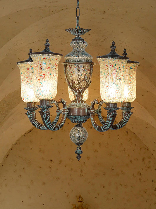 Bronze Patina Cast Aluminium 5-Light Chandelier – 71.1 cm