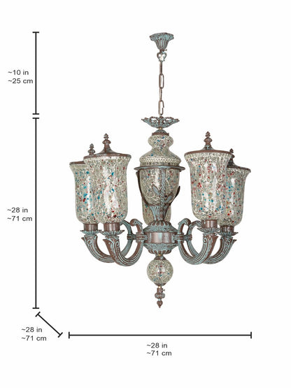 Bronze Patina Cast Aluminium 5-Light Chandelier – 71.1 cm