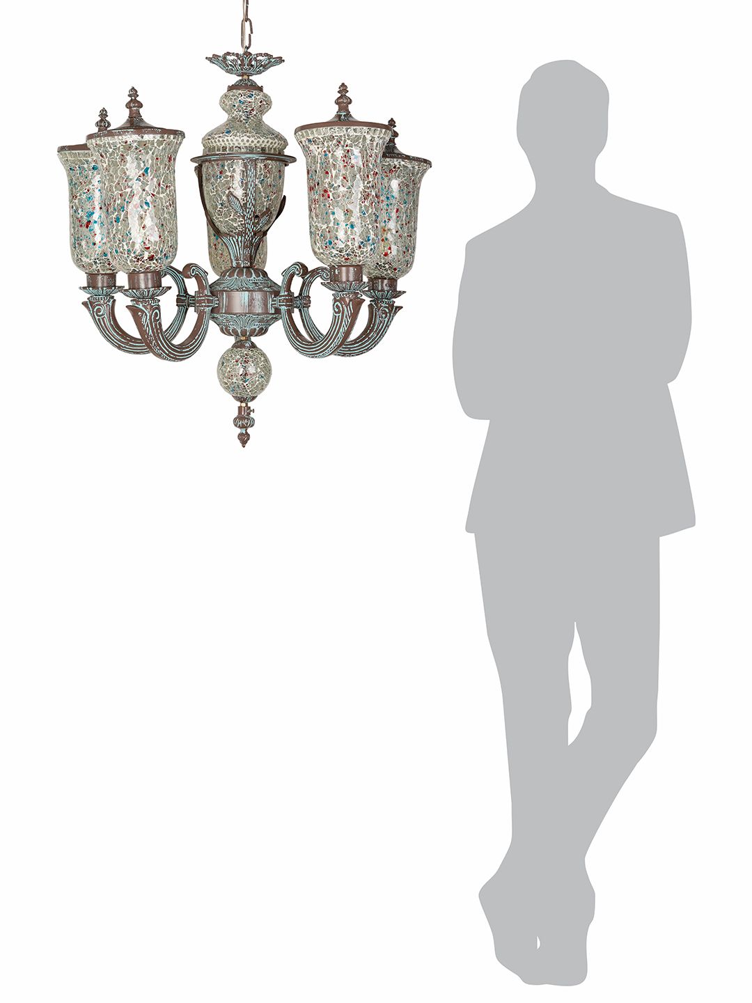 Bronze Patina Cast Aluminium 5-Light Chandelier – 71.1 cm