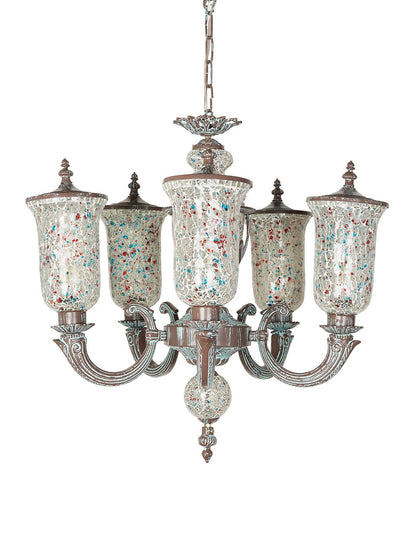 Bronze Patina Cast Aluminium 5-Light Chandelier – 71.1 cm