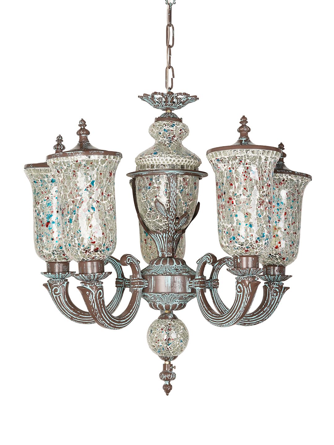 Bronze Patina Cast Aluminium 5-Light Chandelier – 71.1 cm
