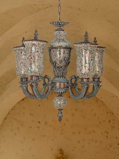 Bronze Patina Cast Aluminium 5-Light Chandelier – 71.1 cm