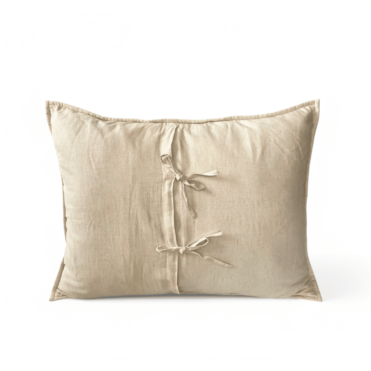 Beige Linen Cotton Quilted Pillow Cases | Circle Pattern | Handmade | Multiple Sizes