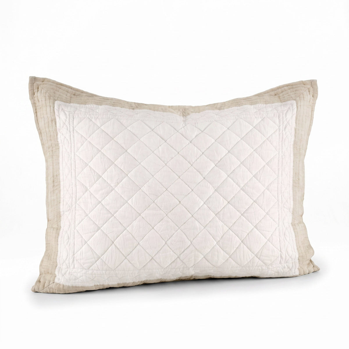 Shwet Natural & White Hand-Quilted Cotton Bed Set | Diamond Pattern | Quilt & Pillow Cases | Twin, Queen & King