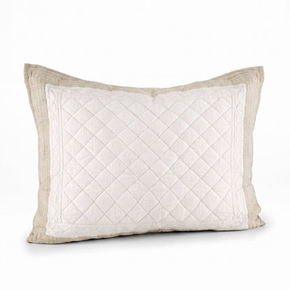 Shwet Natural & White Hand-Quilted Cotton Bed Set | Diamond Pattern | Quilt & Pillow Cases | Twin, Queen & King