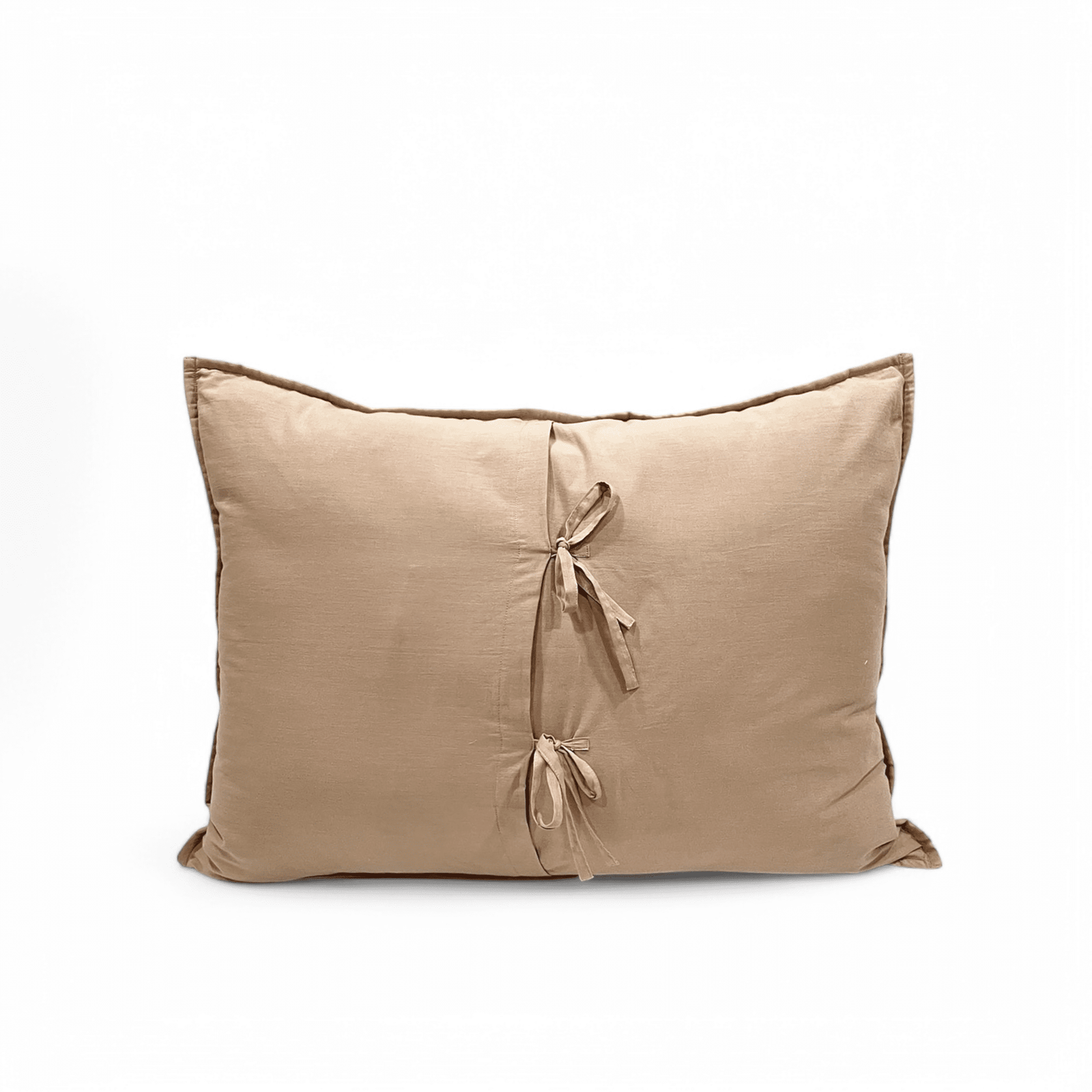 Fawn Beige Hand-Quilted Kantha Premium Pillow Cases Set