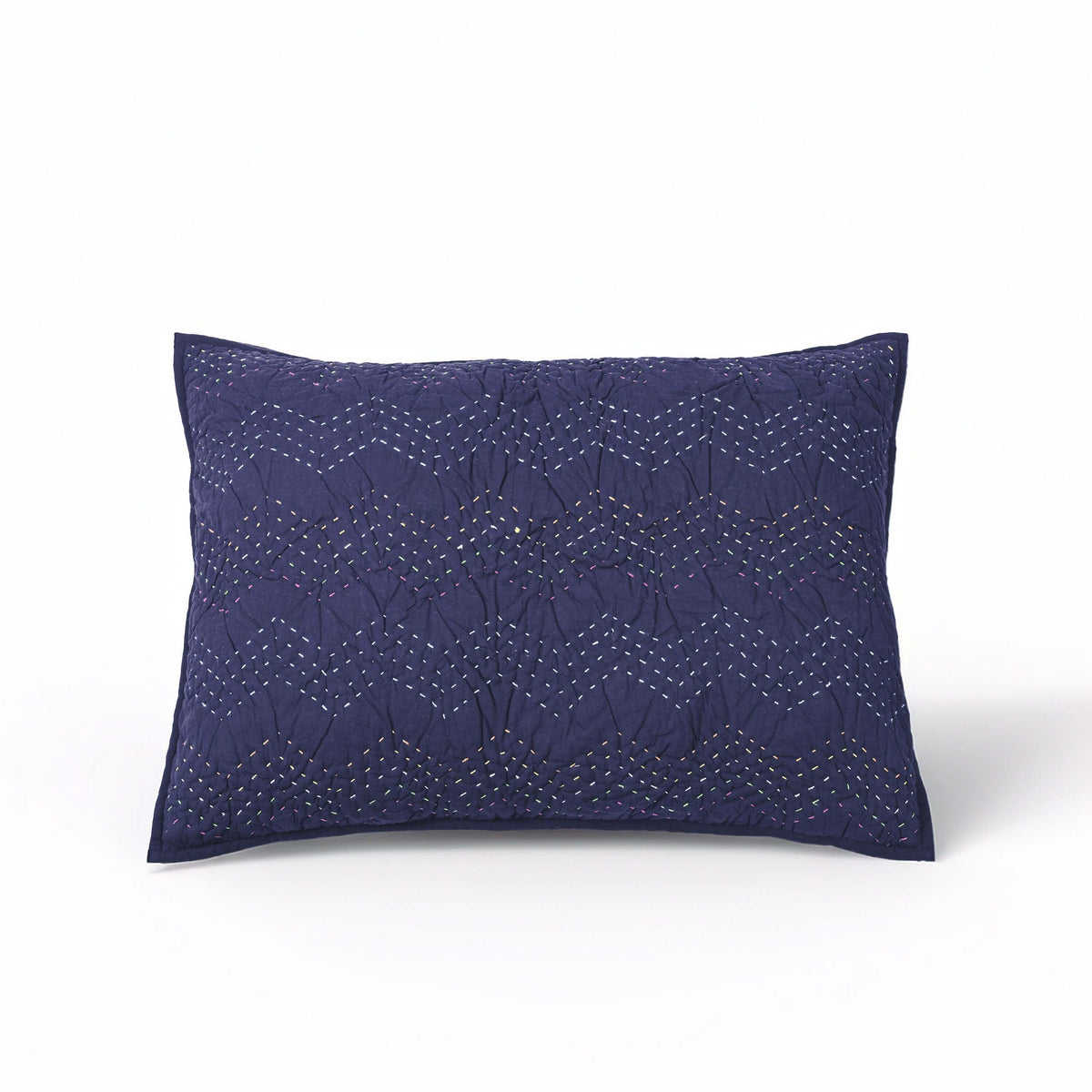 Indigo Kantha Quilted Bed Set | Chevron Pattern | Handmade | Twin, Queen & King
