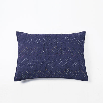 Indigo Kantha Quilted Pillow Cases | Chevron Pattern | Handmade | Multiple Sizes