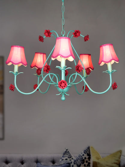 Green Steel 5-Light Chandelier – 91.4 cm