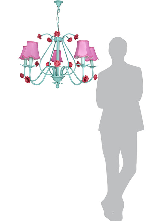 Green Steel 5-Light Chandelier – 91.4 cm