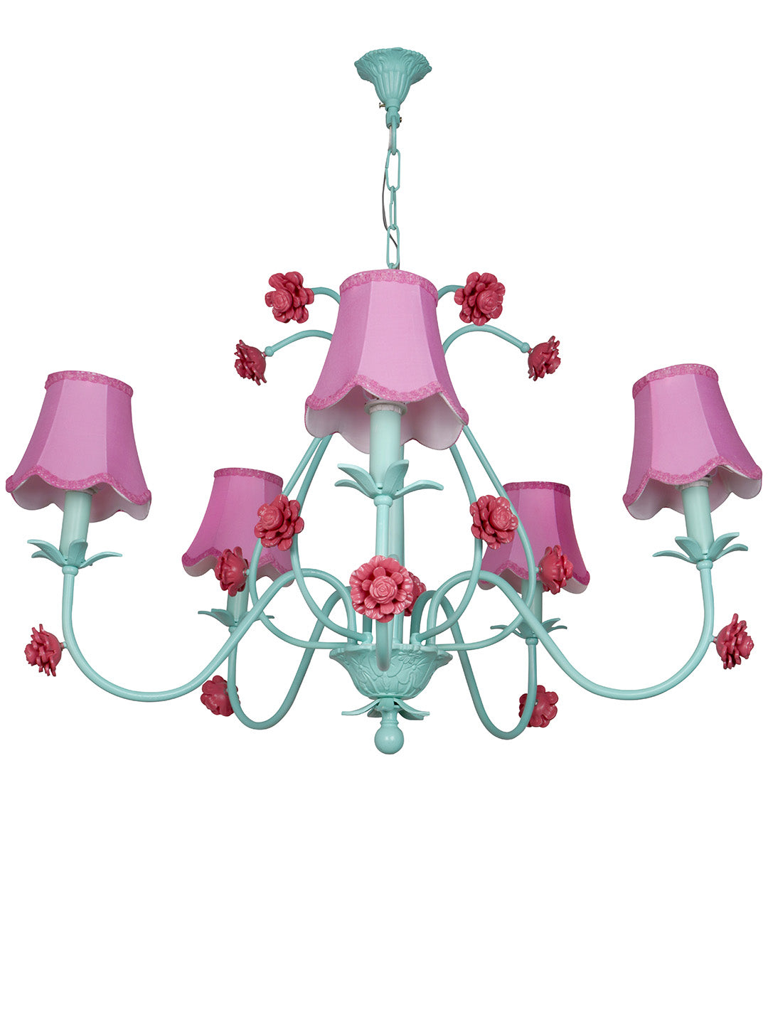 Green Steel 5-Light Chandelier – 91.4 cm