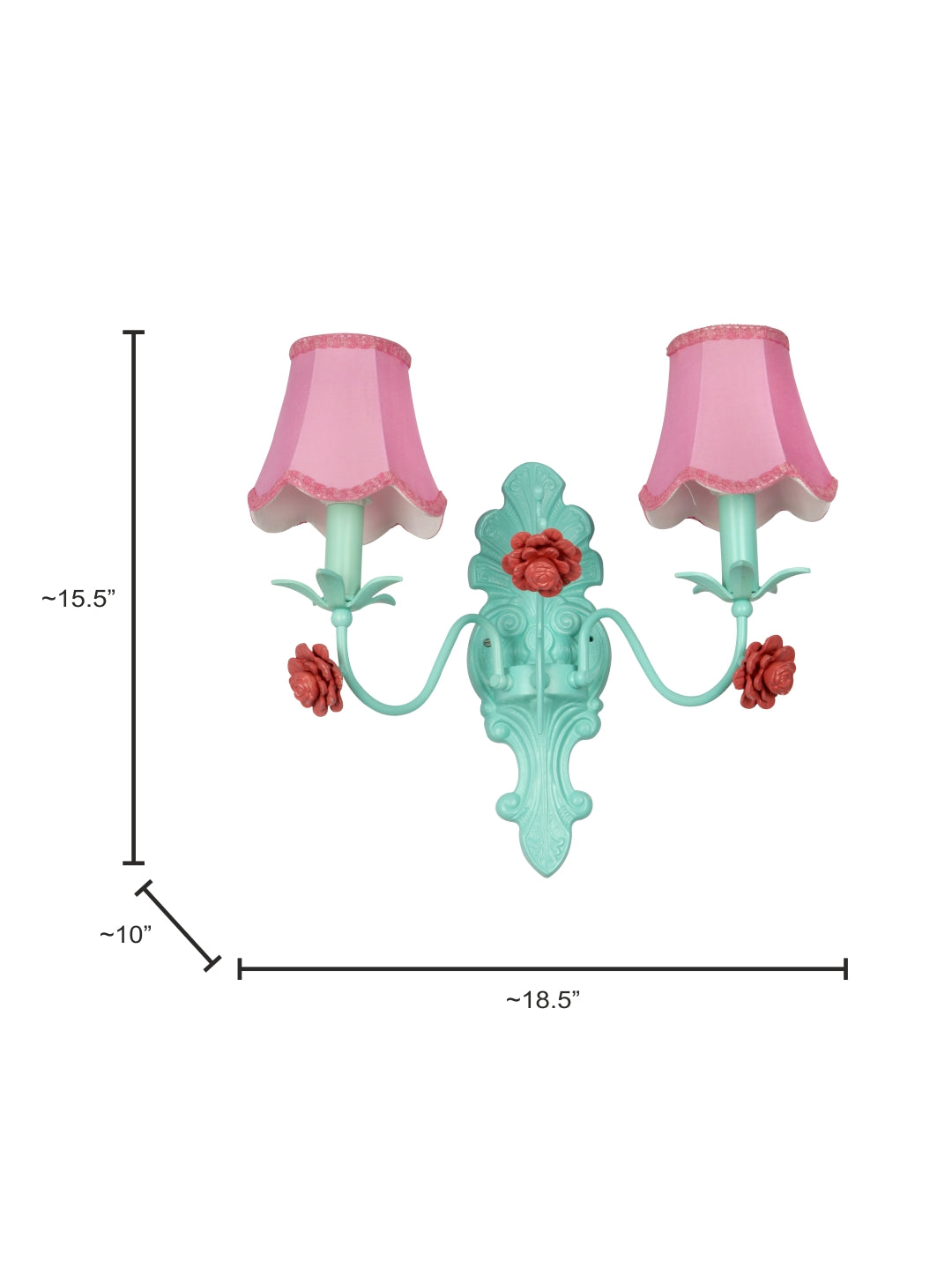 Green Fabric Mild Steel 2-Light Wall Sconce – 30.5 cm