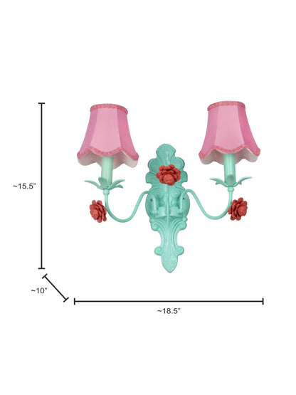 Green Fabric Mild Steel 2-Light Wall Sconce – 30.5 cm
