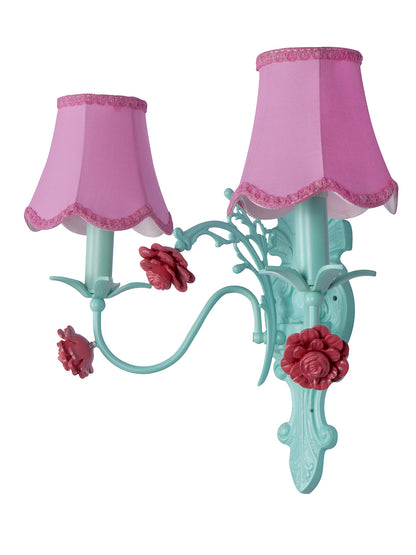 Green Fabric Mild Steel 2-Light Wall Sconce – 30.5 cm