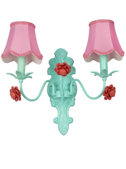 Green Fabric Mild Steel 2-Light Wall Sconce – 30.5 cm