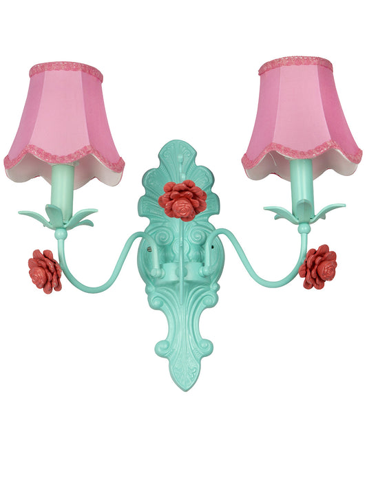 Green Fabric Mild Steel 2-Light Wall Sconce – 30.5 cm