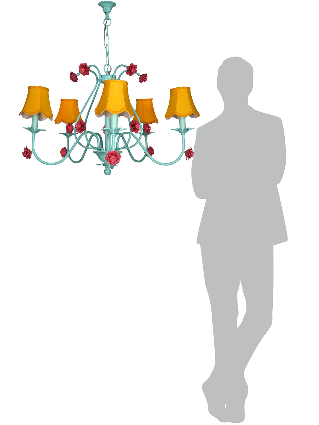 Green Mild Steel 5-Light Chandelier – 91.4 cm