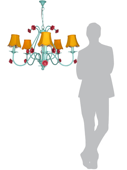 Green Mild Steel 5-Light Chandelier – 91.4 cm