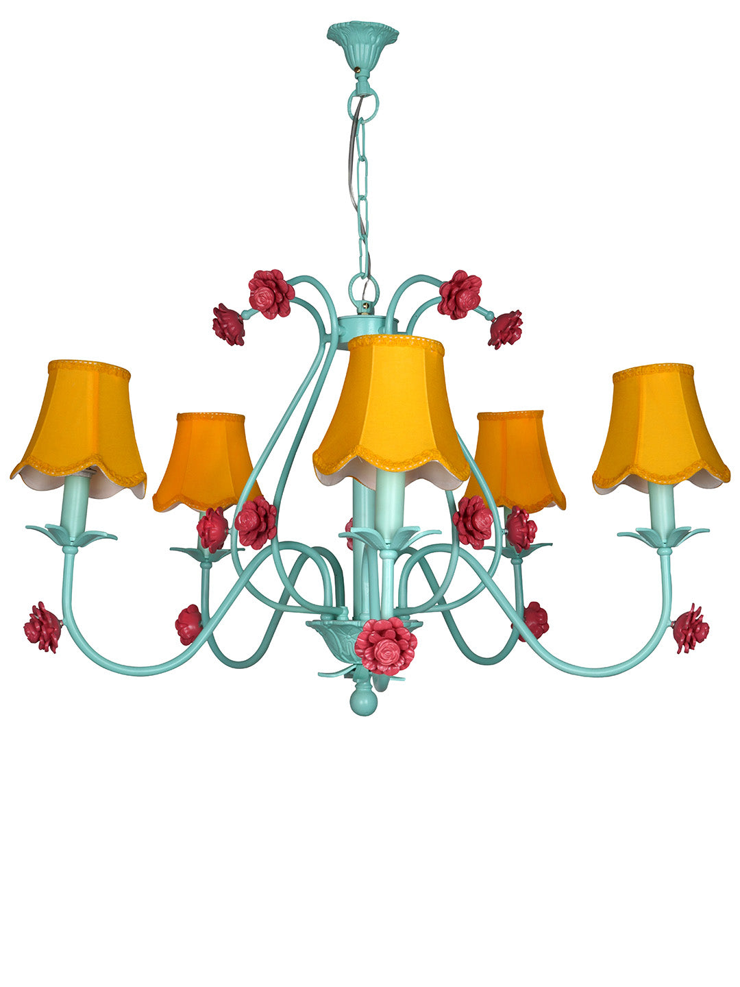 Green Mild Steel 5-Light Chandelier – 91.4 cm