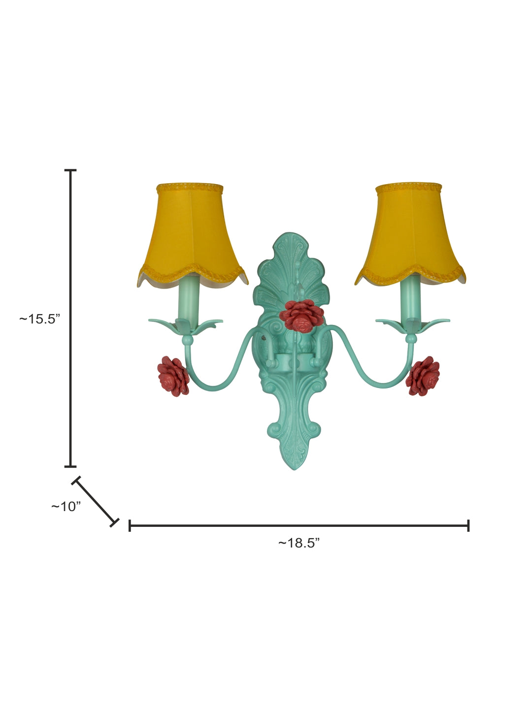 Green Antique Fabric Mild Steel 2-Light Wall Sconce – 30.5 cm