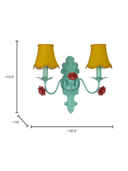 Green Antique Fabric Mild Steel 2-Light Wall Sconce – 30.5 cm