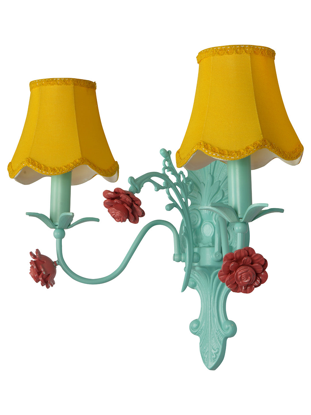 Green Antique Fabric Mild Steel 2-Light Wall Sconce – 30.5 cm