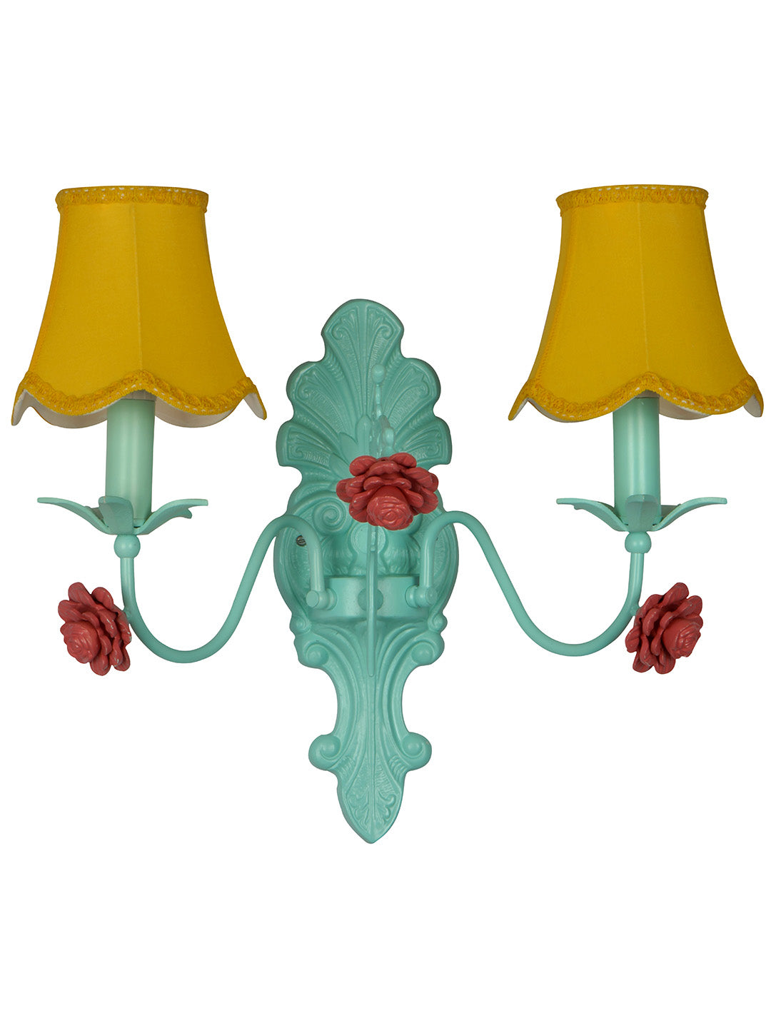 Green Antique Fabric Mild Steel 2-Light Wall Sconce – 30.5 cm