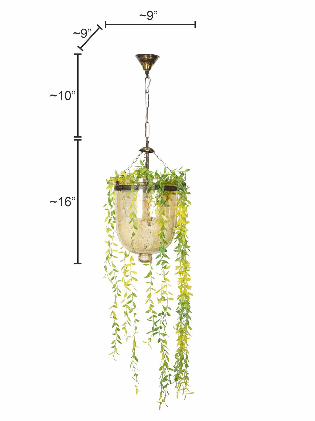 Gold Glass Planter 1-Light Pendant – 22.9 cm