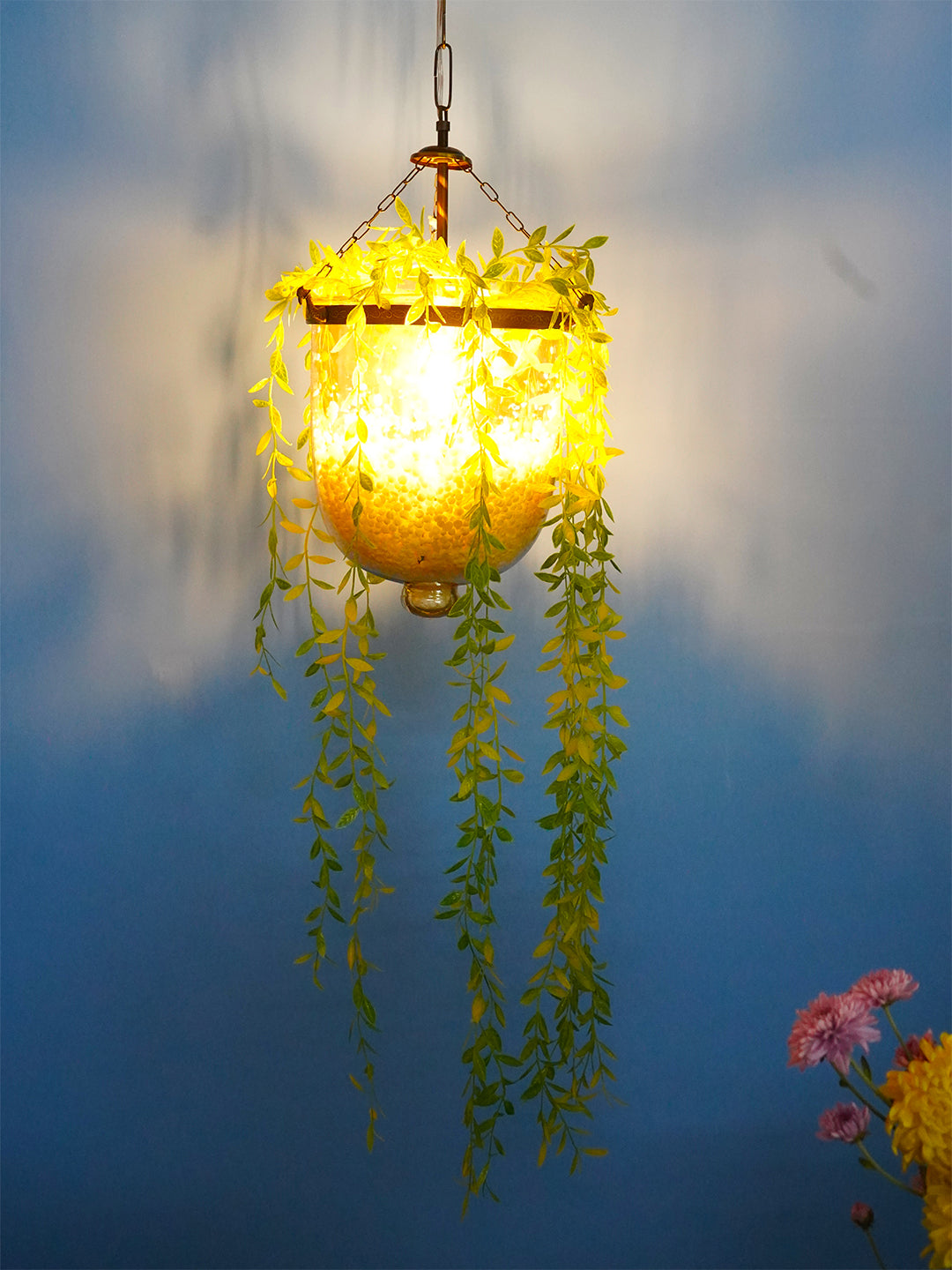 Gold Glass Planter 1-Light Pendant – 22.9 cm