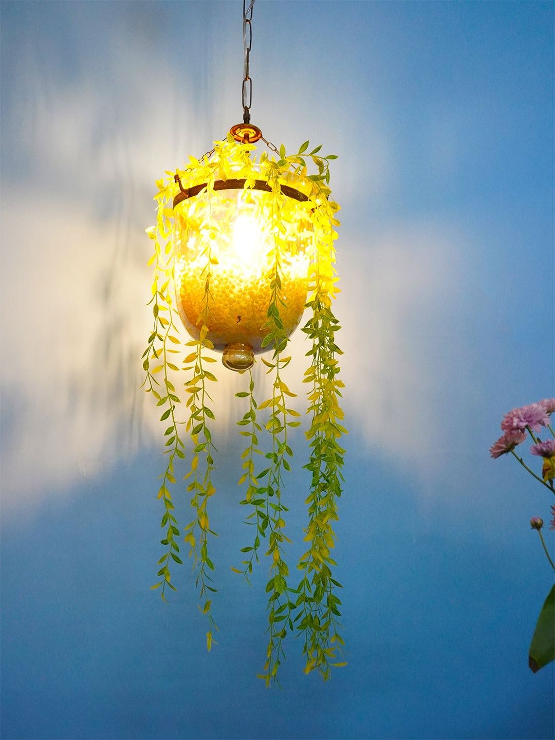 Gold Glass Planter 1-Light Pendant – 22.9 cm