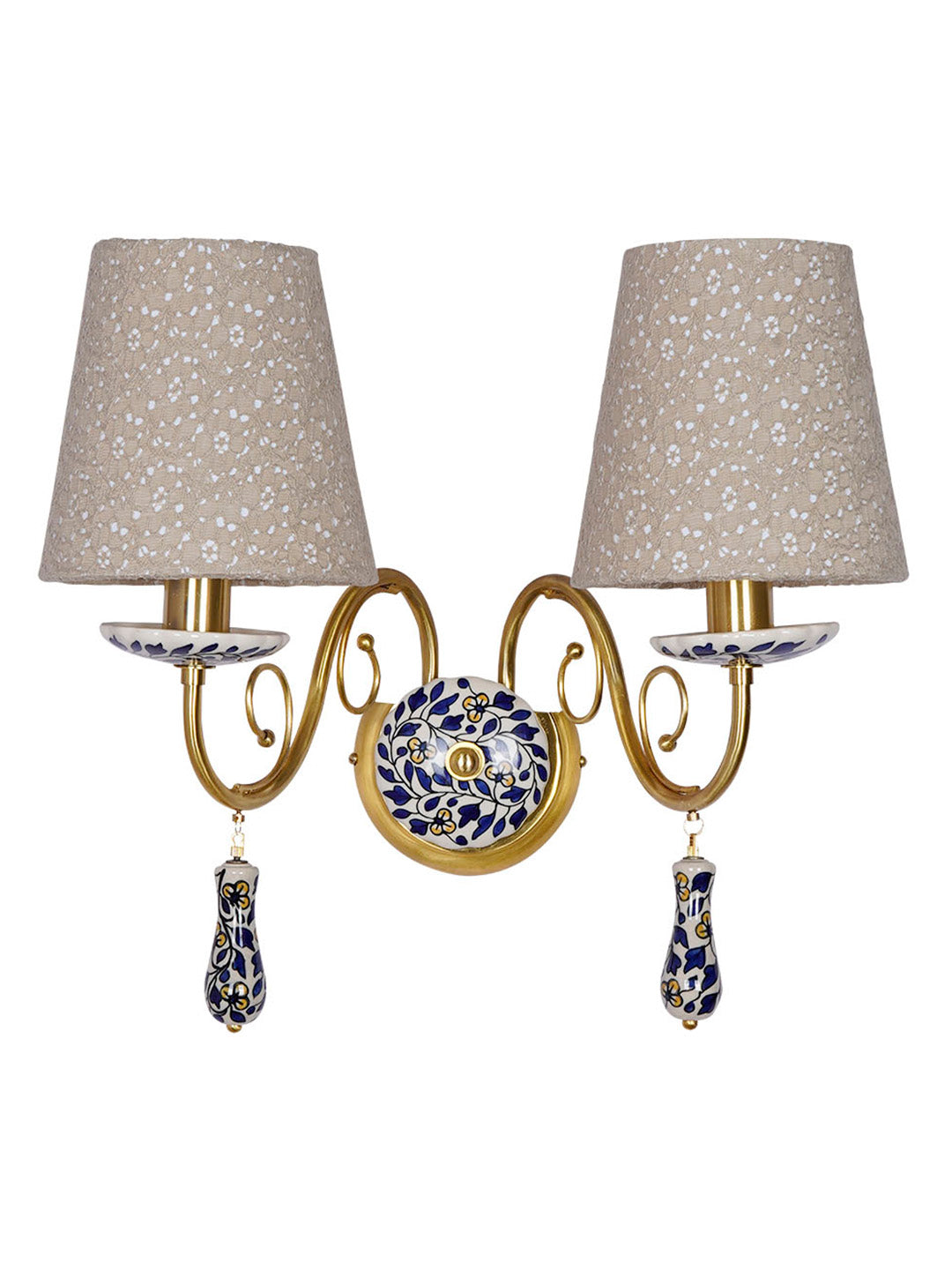 Brass Matt Ceramic Aluminium 2-Light Wall Sconce – 38.1 cm