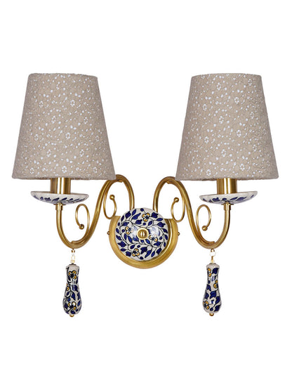 Brass Matt Ceramic Aluminium 2-Light Wall Sconce – 38.1 cm