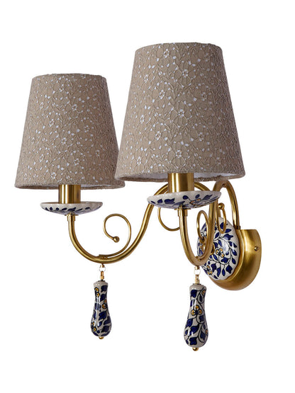 Brass Matt Ceramic Aluminium 2-Light Wall Sconce – 38.1 cm