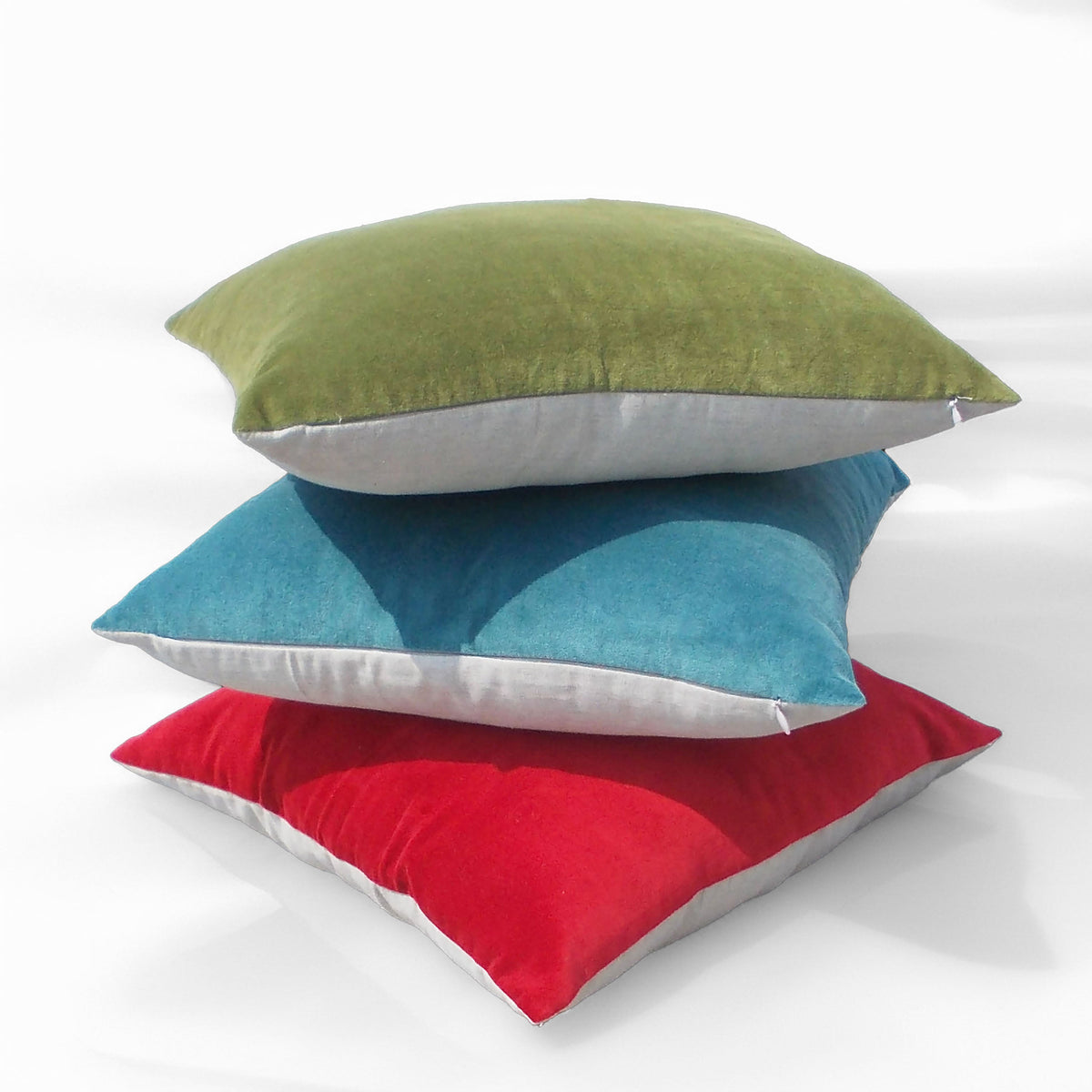 Teal Velvet & Linen Reversible Cushion Cover – 4 Sizes