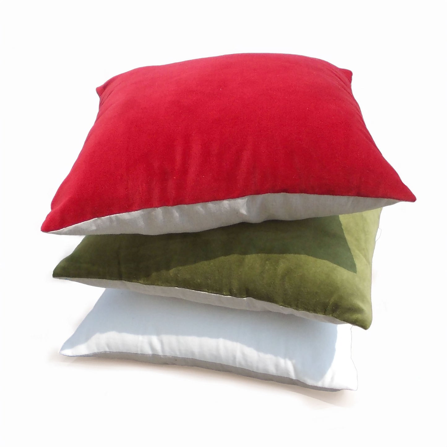 Green Velvet & Linen Reversible Cushion Cover – 18/16/20 Inch