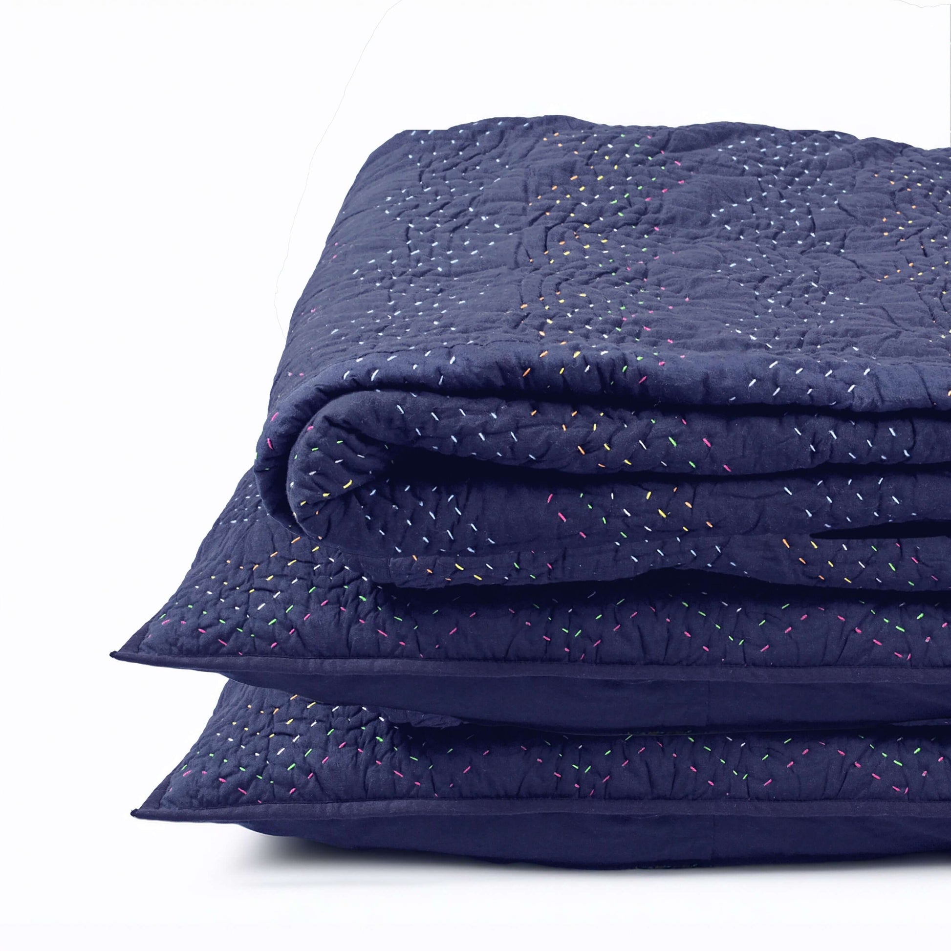 Indigo Kantha Chevron Quilted Bed Set – Twin, Queen, King