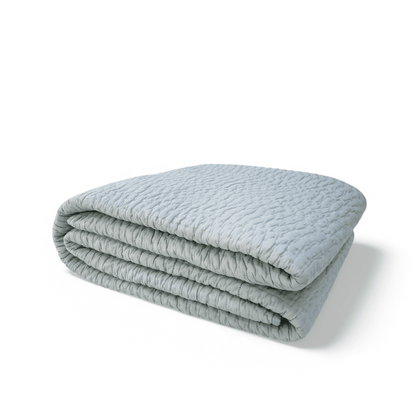 Duck Egg Kantha Quilted Bed Set | Hand Quilted Cotton Voile | Twin, Queen & King Sizes
