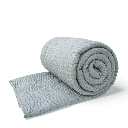 Premium Duck Egg Kantha Hand‑Quilted Luxury Cotton Bedspread