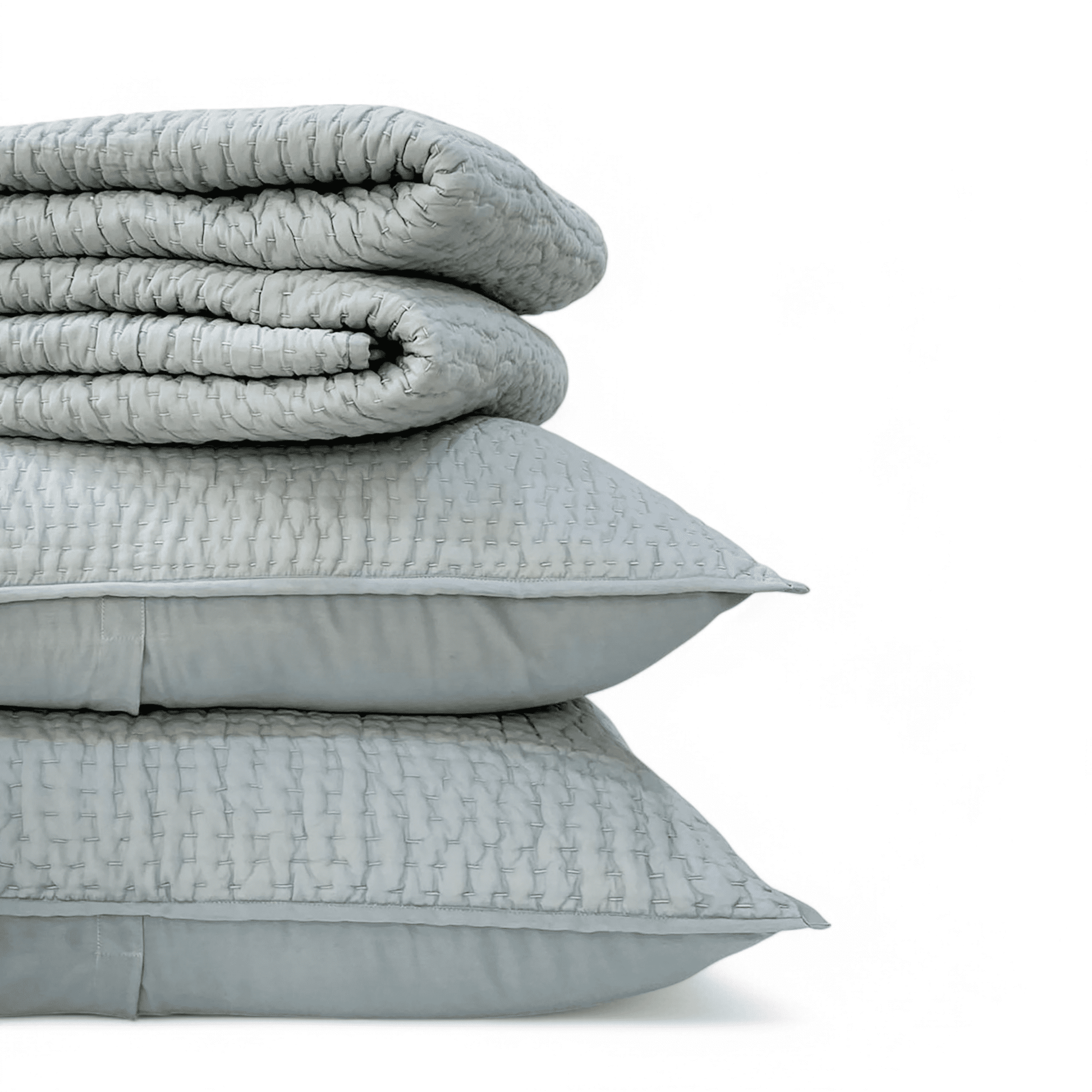 Duck Egg Kantha Quilted Cotton Pillow Cases – Soft, Multiple Sizes