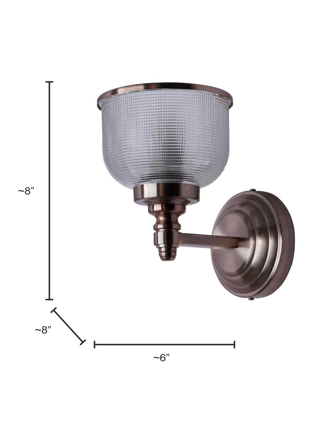 Rose Gold Glass Mild Steel 1-Light Wall Sconce – 20.3 cm