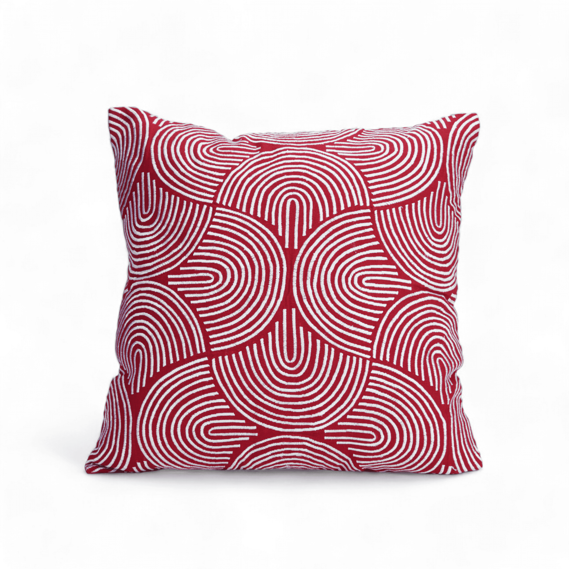 Red & White Christmas Pillow Cover with Modern Retro Embroidery