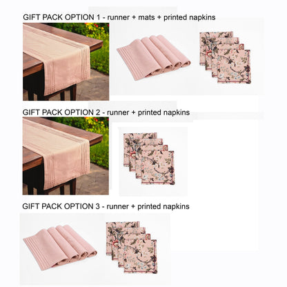 Amour Table Linen Gift Pack | 3 Colours × 3 Combinations | Beige, Blush & Duck Egg