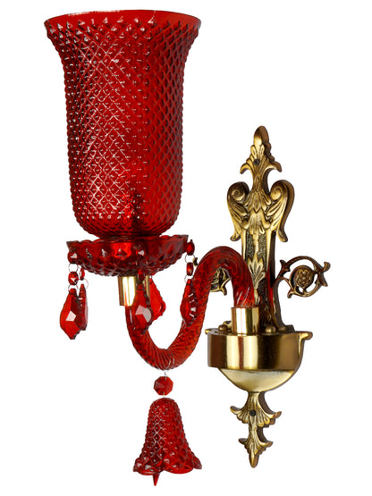Red Textured Glass 1-Light Wall Sconce – 47 cm