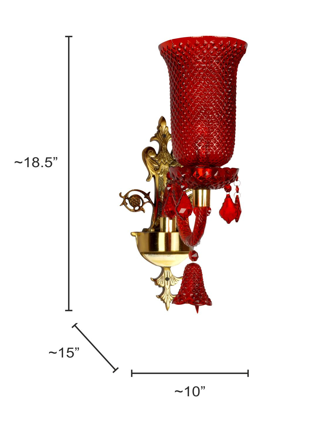 Red Textured Glass 1-Light Wall Sconce – 47 cm