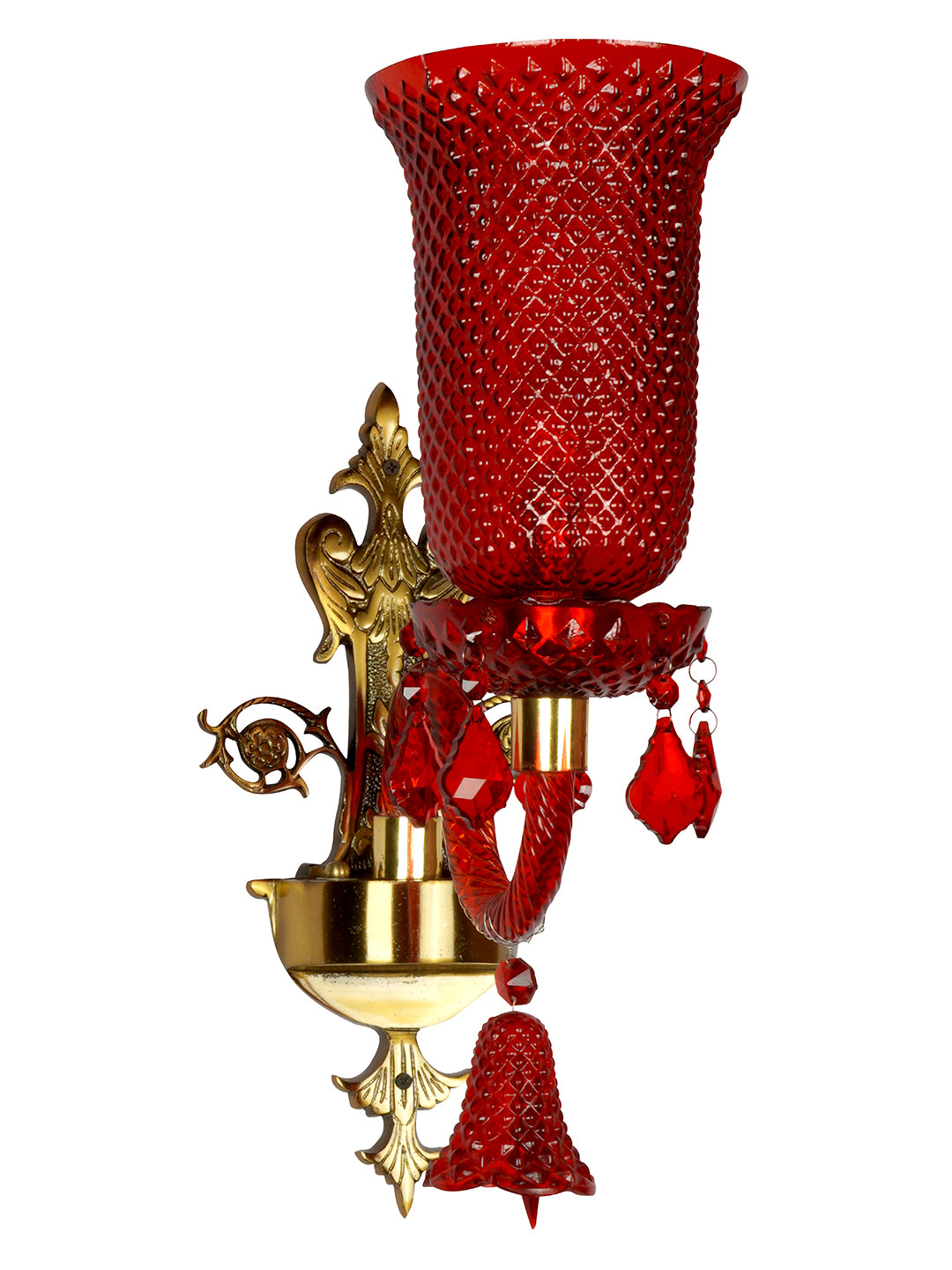 Red Textured Glass 1-Light Wall Sconce – 47 cm