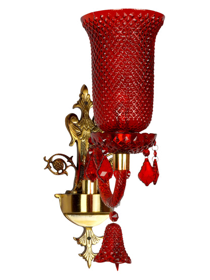 Red Textured Glass 1-Light Wall Sconce – 47 cm