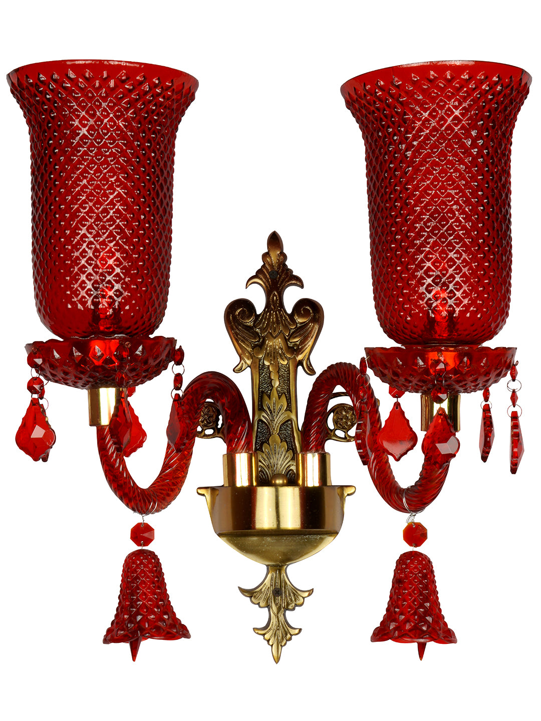 Red Glass 2-Light Wall Sconce – 48.3 cm