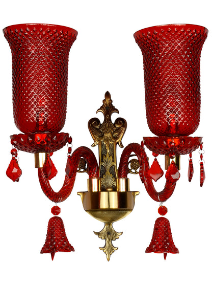 Red Glass 2-Light Wall Sconce – 48.3 cm